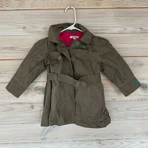 Kenzo Kids Olive Green Trench with Pink / Green / Blue Accents